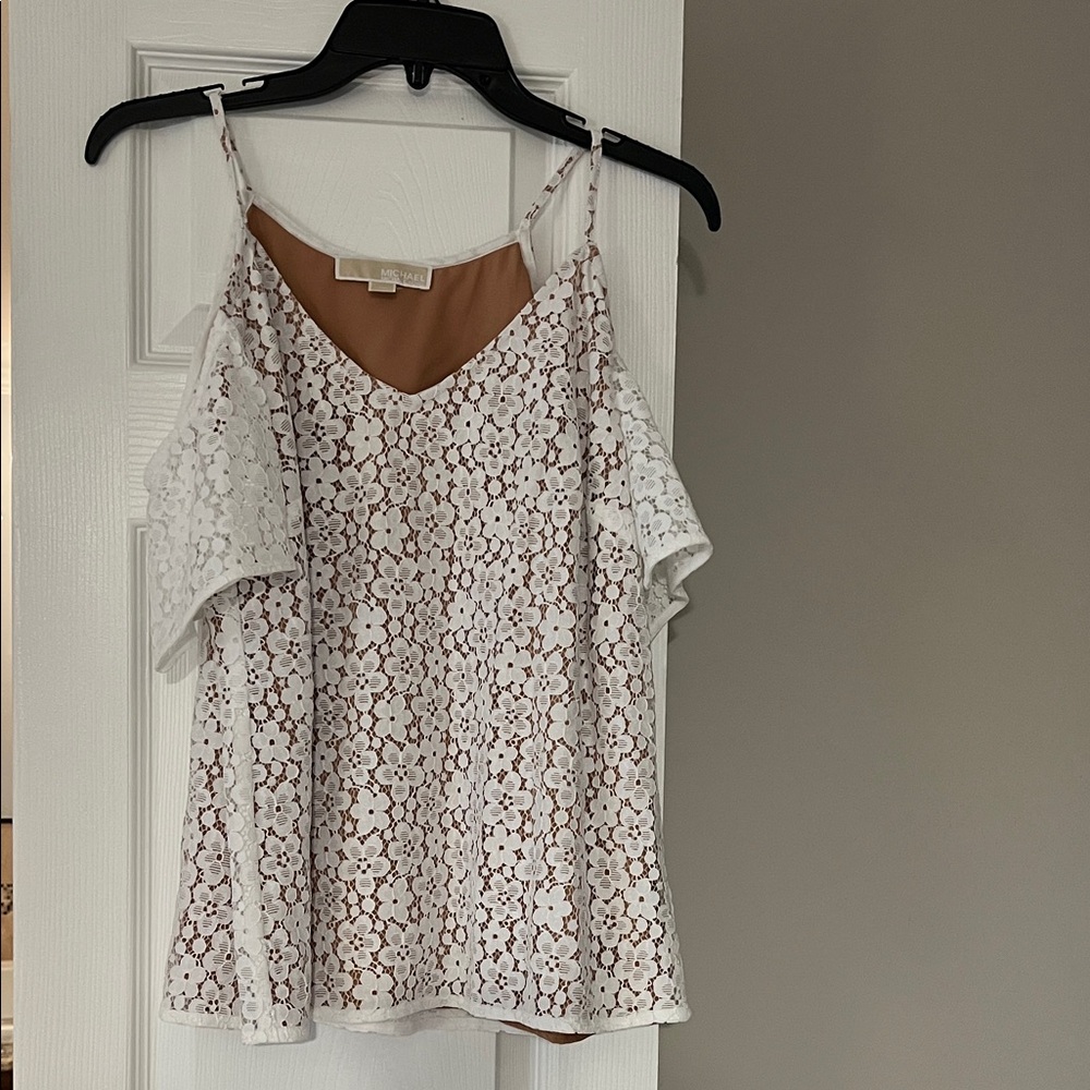 MICHAEL Michael Kors White and Brown Lace Camisole